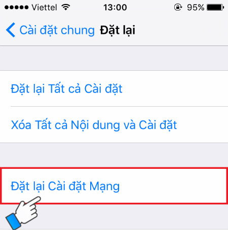 Chọn Đặt lại Cài đặt Mạng Chọn Đặt lại Cài đặt Mạng